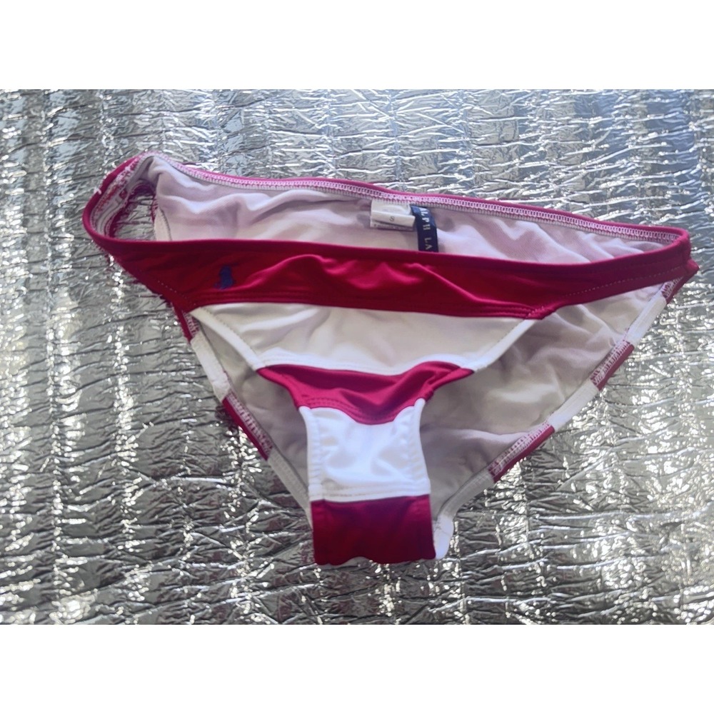 Ralph Lauren Bikini Bottom Womens Small Pink White Colorblock Swim Bottom